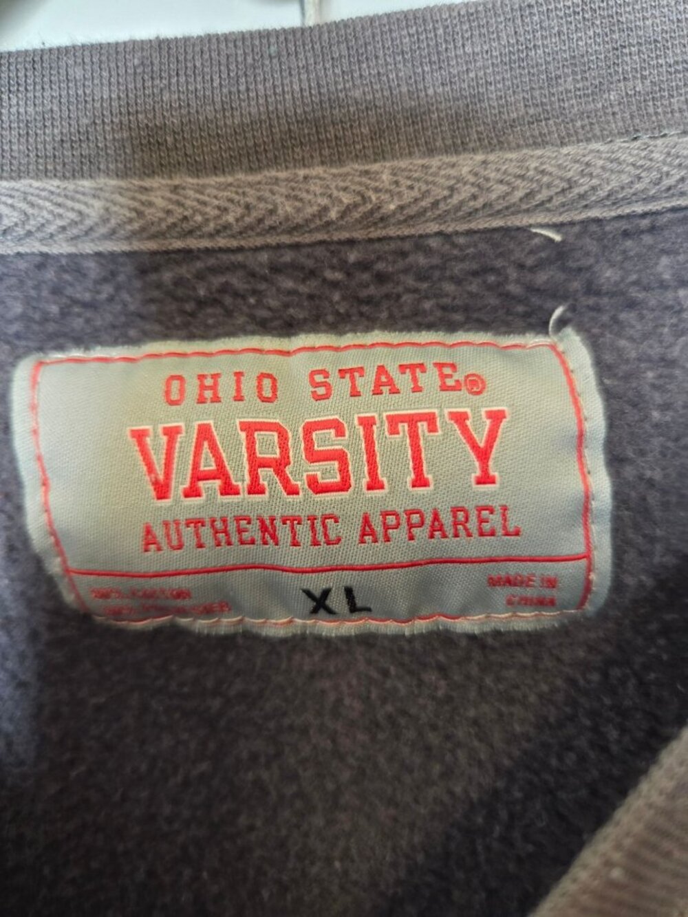 Womens Ohio State Varsity Buckeyes Gray Crewneck Sweatshirt XL Lettered Applique - Picture 3 of 7